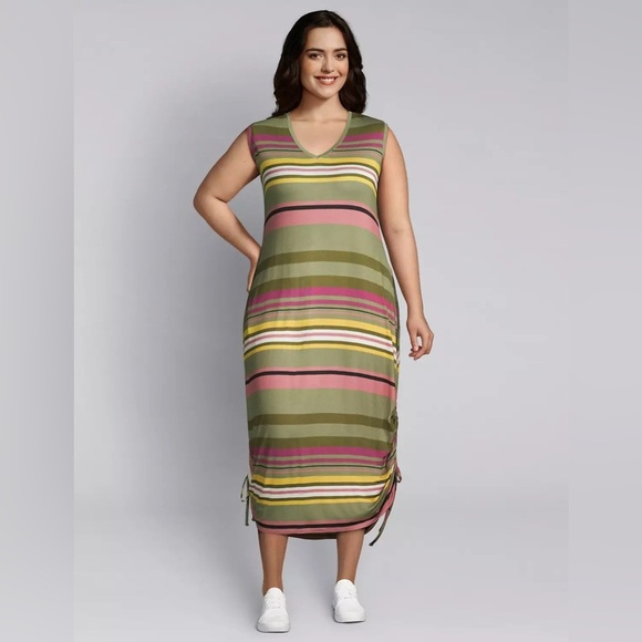 NWT Lane Bryant Striped Side-Tie Midi Dress Size 14/16 - Picture 1 of 9